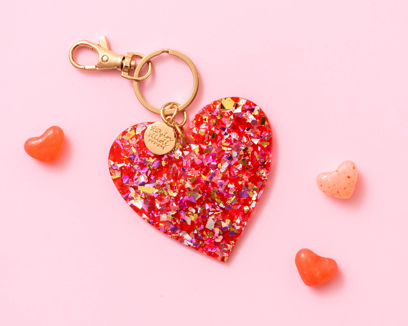 Red and Pink Confetti Heart Keychain: Taylor Elliott Designs