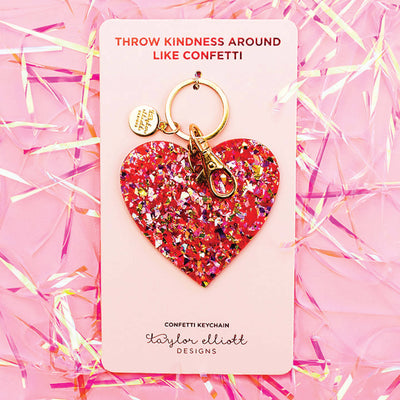 Red and Pink Confetti Heart Keychain: Taylor Elliott Designs