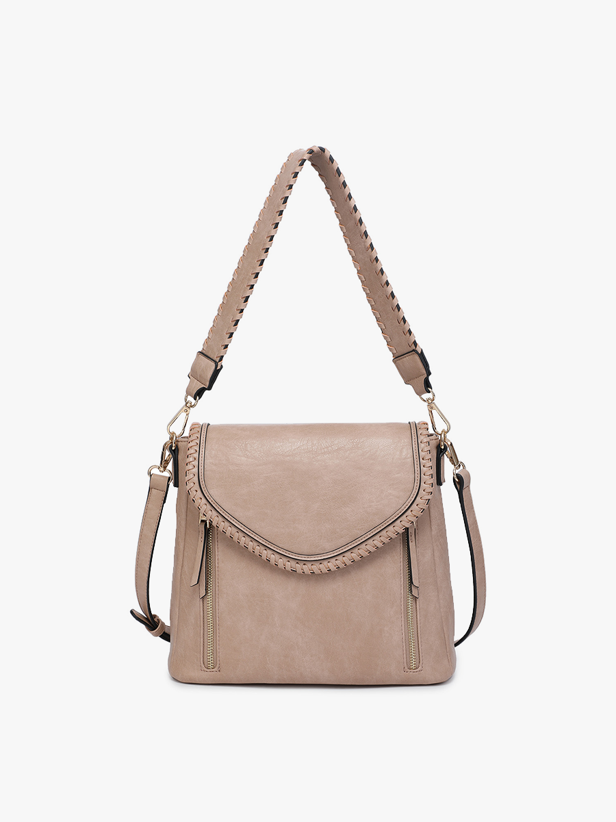 Lorelei Double Zip Crossbody: Beige