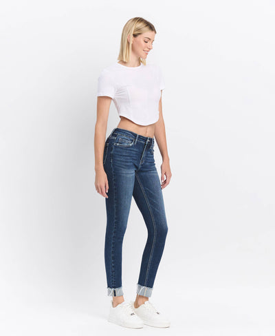 Can't Get Enough Mid Rise Cuffed Skinny Jeans