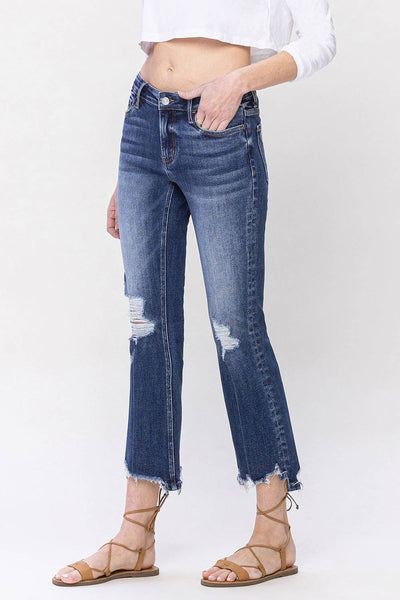 Comfy Cozy Mid Rise Crop Flare Jeans