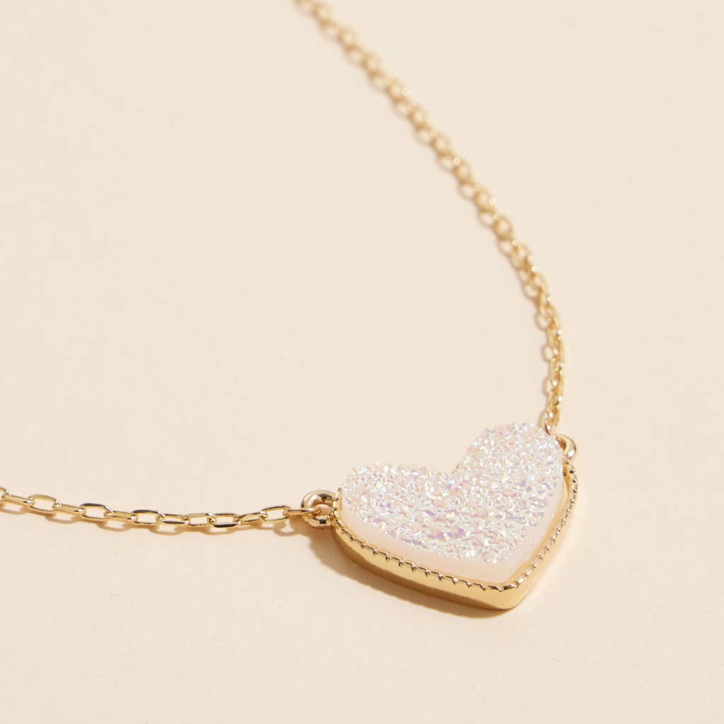 Heart in a Daze Pink Druzy Necklace