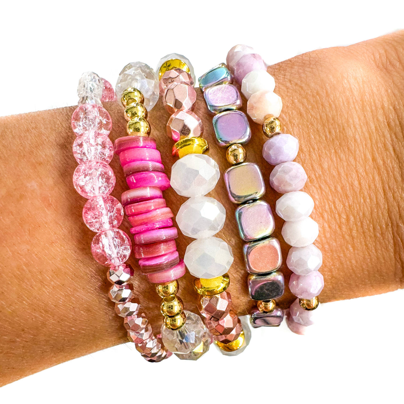 Pink Metallic Moment Bracelet Stack