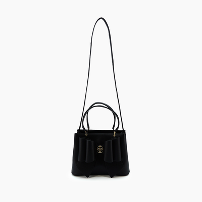 Jesse Fall Bow Vegan Crossbody Bag: Black