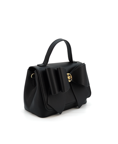 Marigold Bow Vegan Crossbody Bag: Black