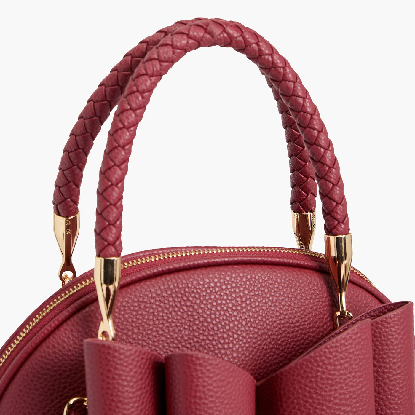 Bea Braided Top Handle Satchel: Berry