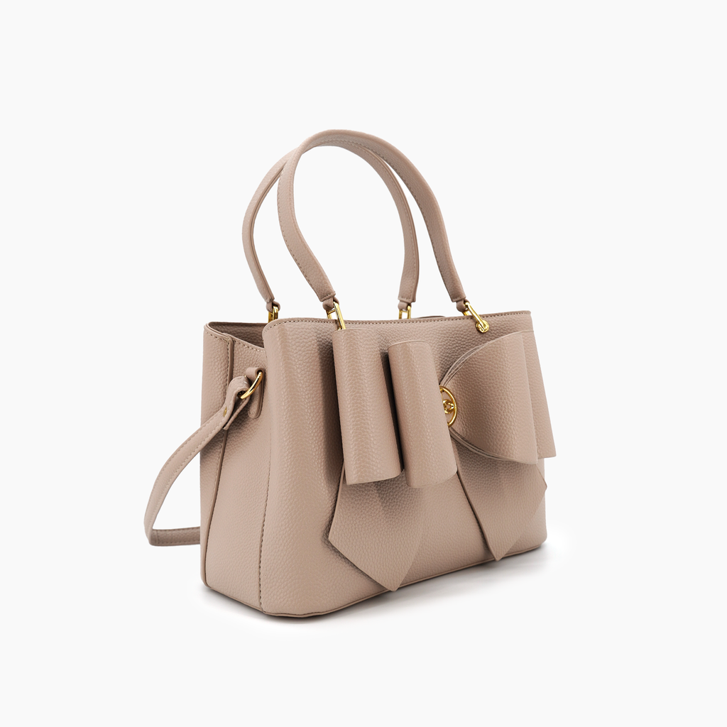 Jesse Fall Bow Vegan Crossbody Bag: Beige