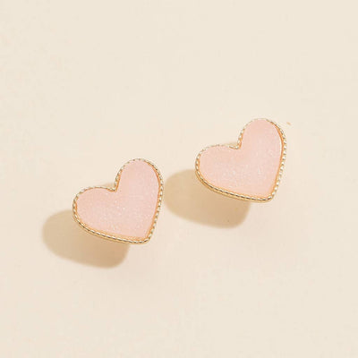 Heart in a Daze Red Druzy Stone Stud Earrings