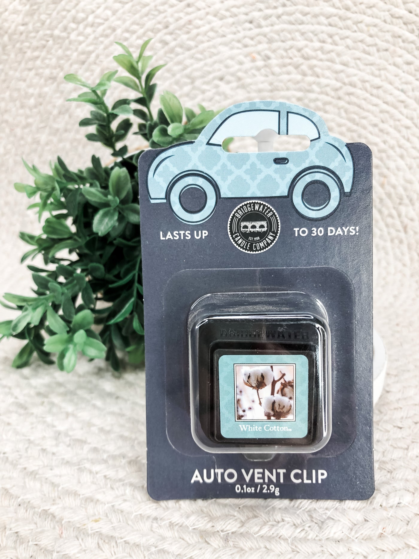 White Cotton Auto Vent Clip